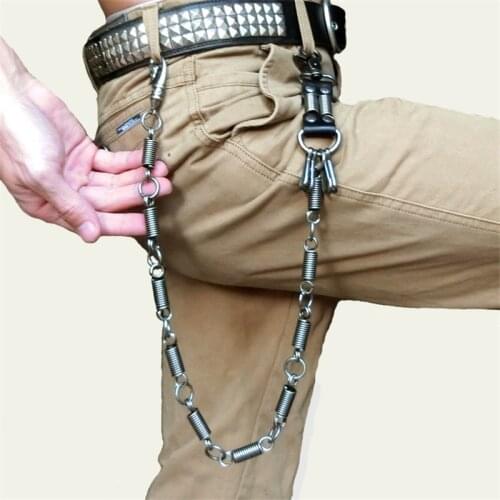 Mens Motorcyle Keychain Black Jean Biker Wallet Chain Spring Belt Rock Punk Hiphop Pant Trousers Chain Accessories Jewelry DR60