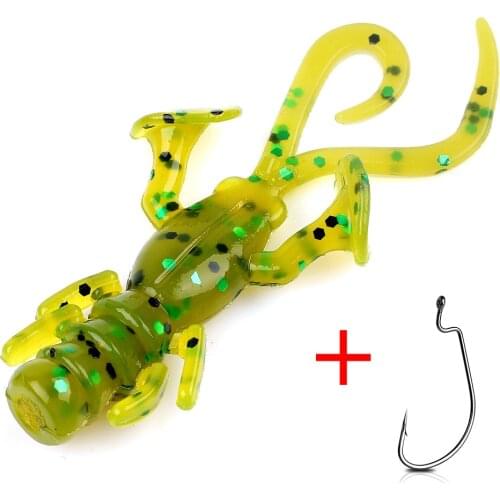 DONQL 10pcs Soft Jigging Fishing Baits Set Silicone Larva Swimbait Lure + 5pcs Offset Crank Hooks Carp Fishing Accessories Tools