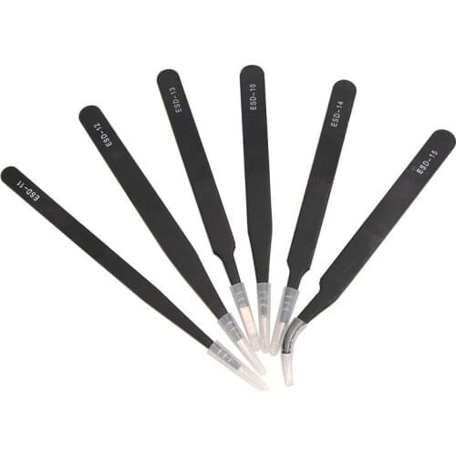 Anti-static precision tweezers set stainless steel ESD tweezers electronic repair soldering iron Phone Repair tool Thread E12098