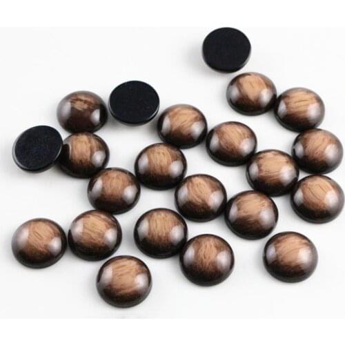 New Fashion 40pcs 12mm Brown Colors Stylish Brushed Style Flat back Resin Cabochons Cameo-V5-07