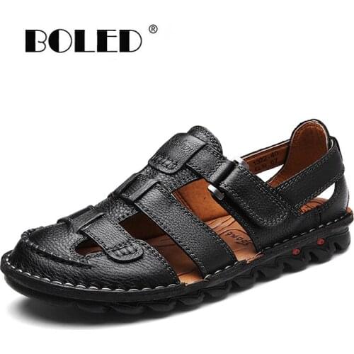 New Male Shoes Genuine Leather Men Sandals Summer Men Shoes Beach Sandals Man Outdoor Non-Slip Water Walking Shoes