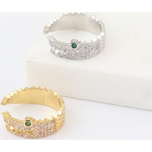 Top Quality Animal Jewelry Silver Gold Color Micro AAA+ CZ Crystals Fish Ring Open Knuckle Rings For Women