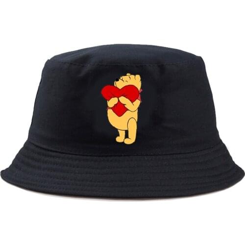 Disney Winnie the Pooh Sunscreen Bucket Hat Cute Cartoon Panama Cap Casual For Man Women Kids Summer Double-sided Fisherman Hat