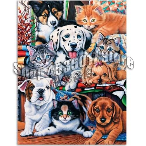 Full Square Diamond Embroidery,Dogs and Cats,animals,5D,Diamond Painting,Cross Stitch,Diamond Mosaic,Decoration,Needlework,Gift