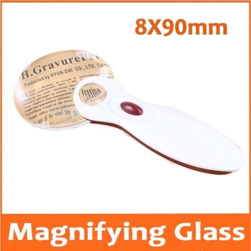 8 Times White LED Handheld ABS Magnifier Pocket Magnifying Glass for Old Man 8X Reading Glass Childrens Toy Insects Observer