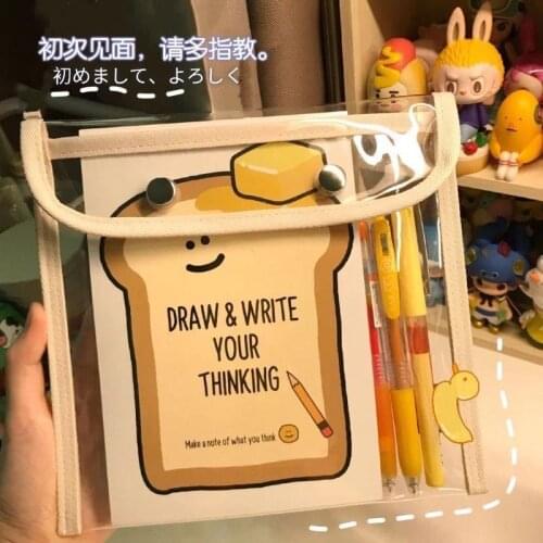 Transparent Document Bag Desk Organizer1PC Transparent Double Button Bag Pencil Case Design Stationery Bag Office Organizer
