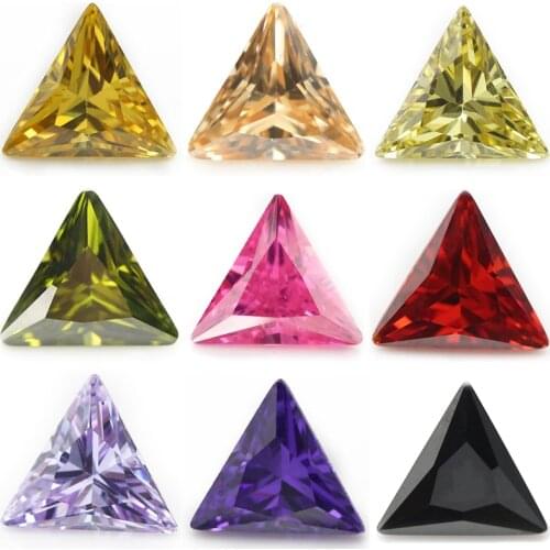 Size 3x3mm~10x10mm AAAAA Triangle Shape Pink Purple Orange Garnet Color Cubic Zirconia Stones White CZ Gems For Jewelry