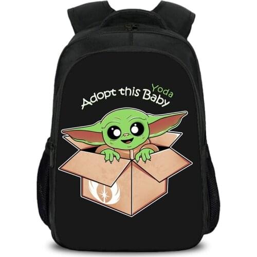 Baby Yoda 3D Print School Backpack for Boys Girls Stars Wars Teenager Kids Book Bag Casual Shoulder Bags 16Inch Satchel Mochila