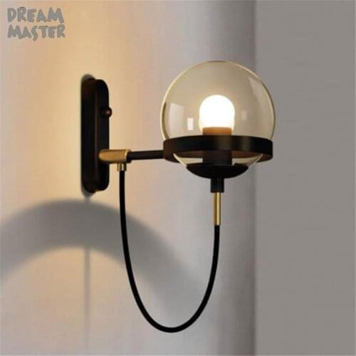 Antique Glass Wall Lamp American Retro Country Loft Style lamps Industrial Vintage Iron wall light for Bar Cafe Home Lighting