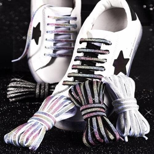New Reflective Shoelaces Laser sequin Shoelace Weave Braided bracelet Sneakers Running Shoes lace Adult children shoe strings