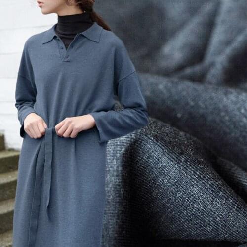 Knitted stretchy dark gray linen blends viscose fabric,soft,good drape,sewing for cardigan,dress,skirt,pants,craft by the yard