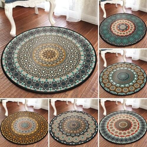 Turkish national vintage ethnic totem mandala round carpet Non-slip Balcony coffee table hanging basket home decoration mat
