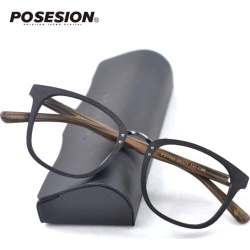Posesion Vintage Wooden Eyeglasses Frames Wood Retro Men Women Optical Prescription Recipe Glasses Frame with Clear Lens Eyewear