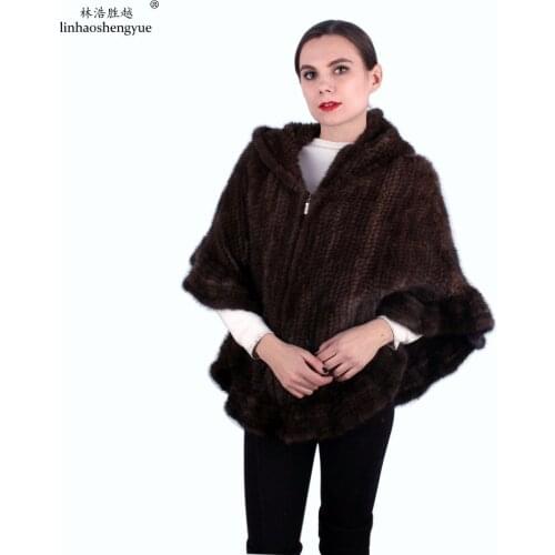 Linhaoshengyue Fahsion Women Mink Fur Shoawl with Flower Decoration