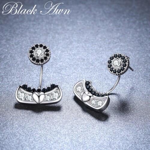 Orecchini Neo-Gothic 925 Sterling Silver Black Spinel Trendy Engagement Earrings for Women Fine Jewelry Bijoux Brincos I042