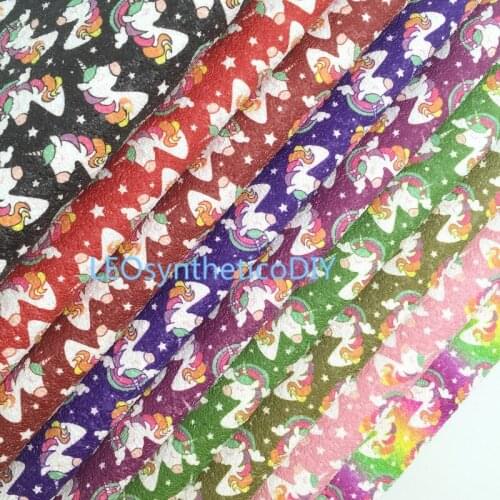 1PC 21X29CM Chunky Glitter Leather, Unicorn Printed Glitter Leather Sheets For Making Bows LEOsyntheticoDIY 6S58C