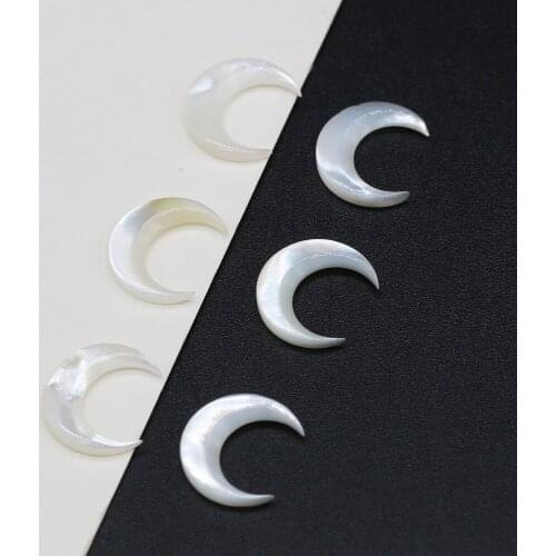 10/12mm Natural Mother of Pearl Shell Beads Reiki Heal Moon Shape for Earring Jewelry Accessories Making Girls Party Gifts