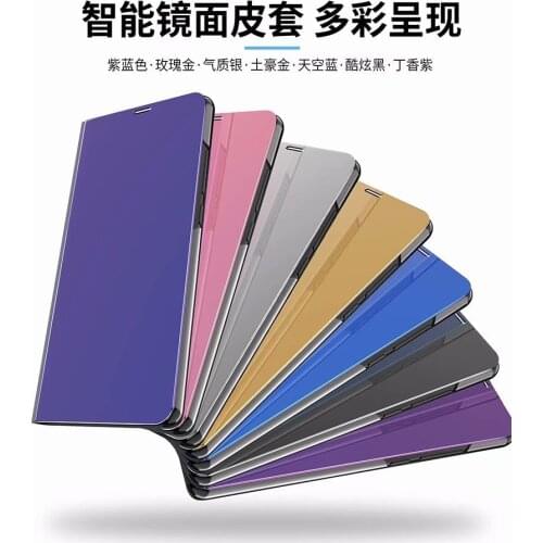 100pcs/lot Clear View Flip Cover Mirror Stand Leather+PC Cover case For Samsung A6 Plus A6 J4 J6 2018 EU Version