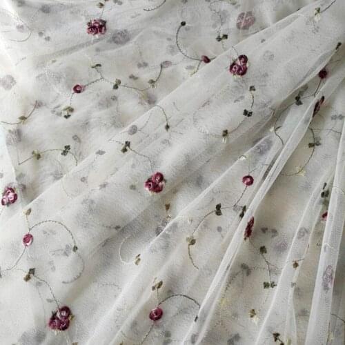 1MI/Package Special Promotion Mesh Embroidery Flower Lace Fabric Doll Skirt Dress Home Decoration Lace Accessories