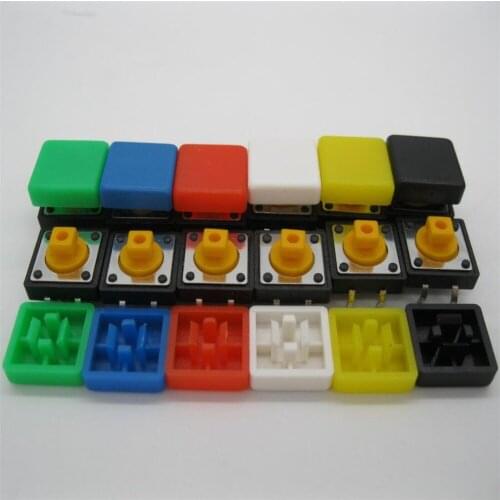 50PCS B3F-4055 Tactile Touch Push Button Switch Momentary 12*12*7.3MM tact Micro switch button +50PCS colors Tact Cap