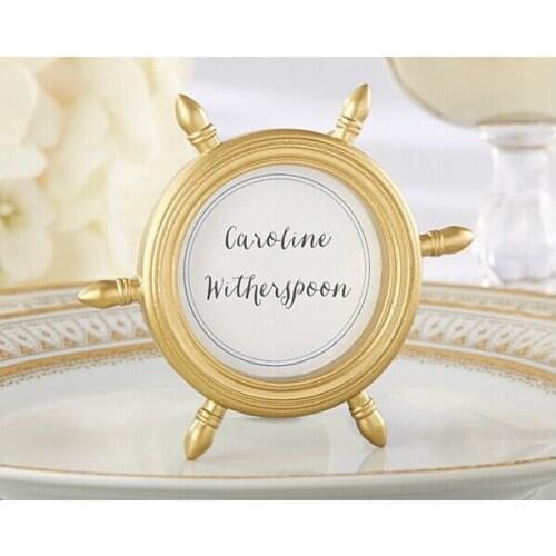 60pcs/lot Gold Ship Wheel Place Card Frame Wedding Favors and Gifts Party Favors baby shower wedding supplies Free shipping
