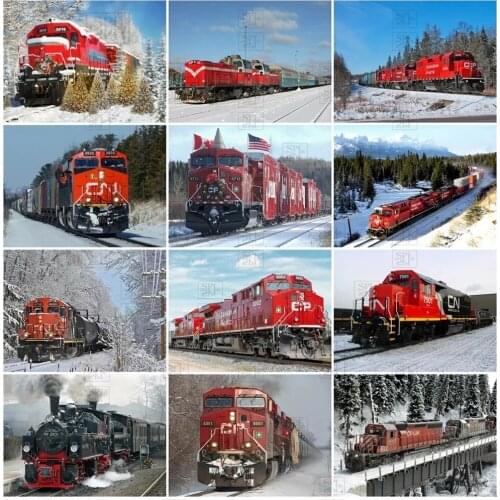 5D Diy Diamond Painting Train Full Square/round Diamond Embroidery Winter Landscape Mosaic Cross Stitch Home Wall Decor Gift