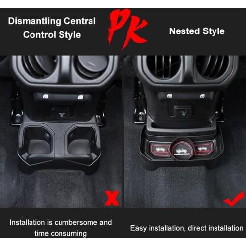 QHCP Car Rear Armrest Storage Box Rear Air Conditioning Outlet Storage Organizer Barrel Trays Pallets For Jeep Wrangler JL 18-21