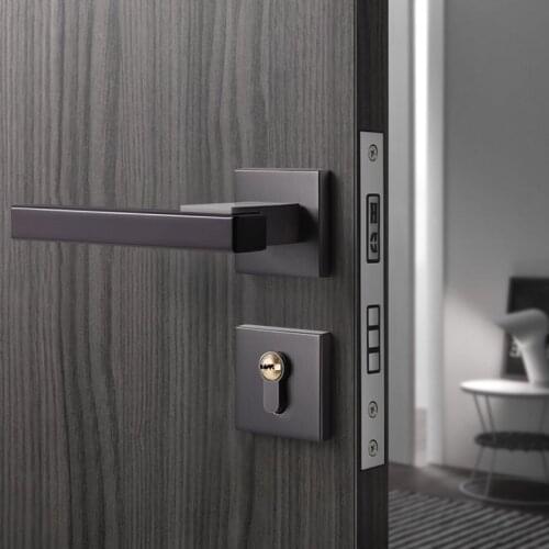 Free Shipping American Simple Currency Upgrade Magnetic Attraction Door Lock Zinc Alloy Copper Black Bedroom Mute Handles 58mm