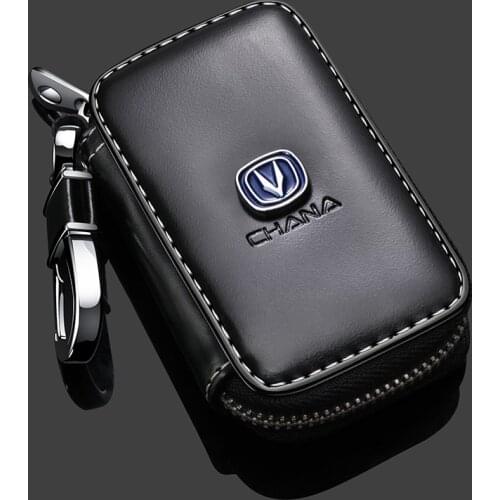 Leather Key Case For Changan CS75 CS55 Yidong CS35 Ruicheng CX70 Lingxuan Auchan Key Shell Buckle With Logo Key Cover Keychain