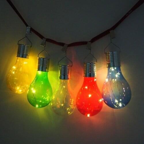 Decor Lamp Clear Red Blue Waterproof Portable Solar Power Outdoor Garden Hanging Camping Tent Lanterns LED String Light Bulb