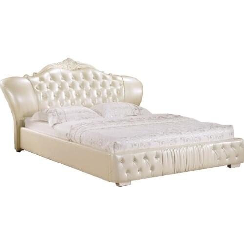 Europe and America Genuine leather bed frame Modern Soft Beds Home Bedroom Furniture cama muebles de dormitorio / camas quarto