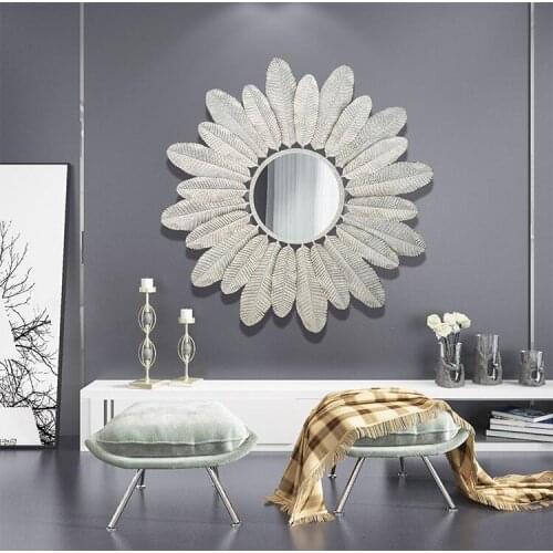 French Wrought iron Wall Decorative Mirror Ornaments Decoration Craft Hotel Home Livingroom Porch Wall Sticker Mural Accessories