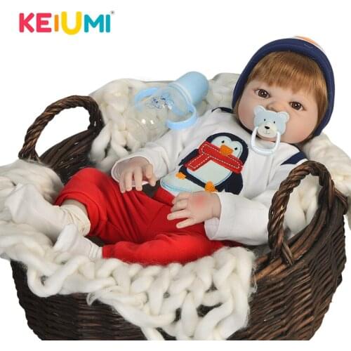 KEIUMI 23Inch Baby Reborn Boy Dolls Realistic Full Vinyl Body Boneca Reborn For Kids Birthday Toys Silicone Baby Dolls Newborn