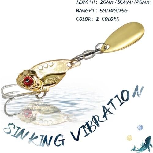 KoKossi 1PCS 5G/10G/15G VIB Vibration Sinking Fishing Hard Lures Spinner Spoon Artificial Metal Bait Wobblers Fishing Tackle
