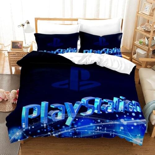 Blue Black Play Station Printed Bedding Set 3d Duvet Cover Set with Pillowcase Single Double Twin Full Queen King Bedroom Decor