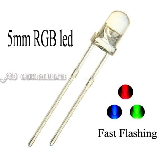 100pcs Colour Changing Blinking 5mm Flashing LED Diode Flash RGB Transparent Multicolor Flicker Round 5 mm Light-Emitting Diode