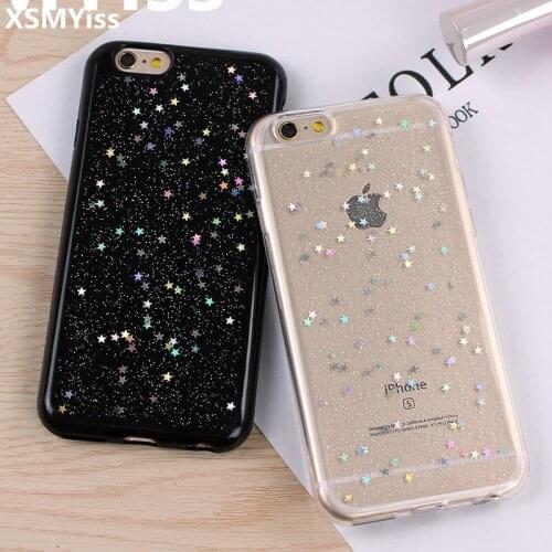 XSMYiss Cute Glitter Bling phone case for iPhone 6 6s 7 8 Plus Glossy Epoxy Star Soft TPU Case For iPhone X XS Max XR Cover