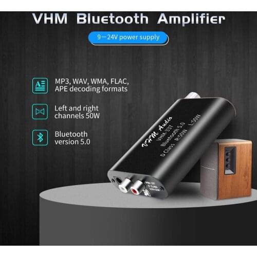 50W+50W Mini Amplifier Bluetooth 5.0 Digital Hifi Stereo Audio Class D Receiver Power Amp USB AUX Home Theater Amplificador