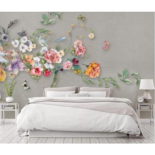 Flower Butterfly Wall Mural Wallpaper for Living Room TV Background Waterproof Canvas Floral Luxury HD Wall Papers Home Decor