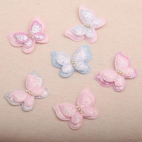 New10Pcs 3D Glitter ButterflyPatch For Dress Flowers Applique Dress Decoration Patches For Craft Clothes Sewing Supplies
