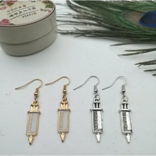 New 8*30mm Drip Oil Jewelry Design Jewelry, Medical Tools, Syringes, Earrings, Nurses, Doctors, Student Gifts, Souvenirs