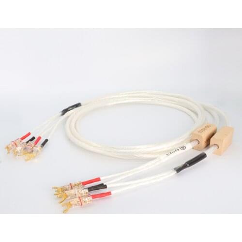 Pair Hi-end Hifi Reference Speaker Cable Hifi Audio Loudspeaker Cable wire with Spade Plug Spade to Sapde Interconnect Cable