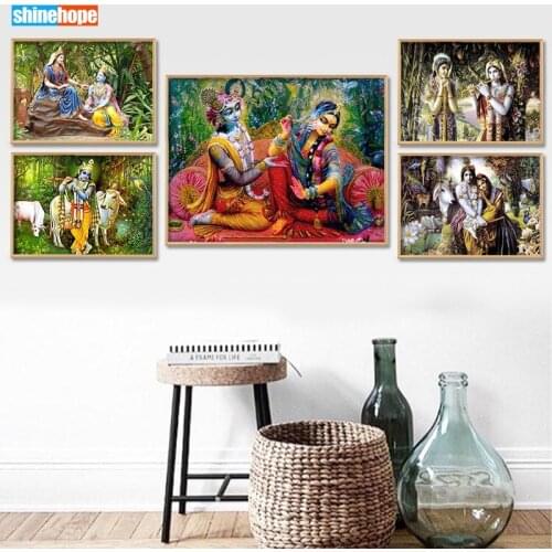 Radha Krishna Poster Custom Canvas Poster Art Home Decoration Cloth Fabric Wall Poster Print Silk Fabric 30X45cm40X60cm