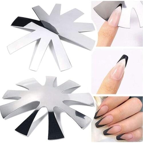 French Nail Trimmer Plate, Easy French Smile Line Elegance & Style V-Shape Art Edge Trimmer Tips Line Cutter DIY nail art toos