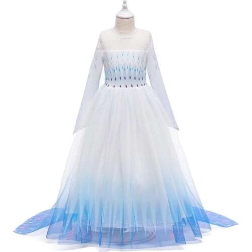Little Girls Cosplay Dress Wedding Gowns Show Costume Diamond Print Mesh Long Sleeve Long Dress Evening Dress