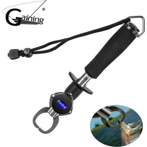 Portable Fish Lip Grabber Gripper Grip Tool Fish Holder Stainless Steel Fishing Tackle with Scale and Ruler Fishing Gripper