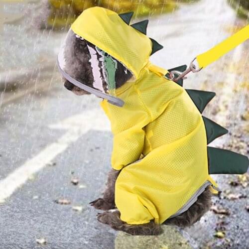 Dog Costume Supplies Dog Transparent Raincoat Dinosaur Four-legged Raincoat All Inclusive Pet Supplies Cute Personality
