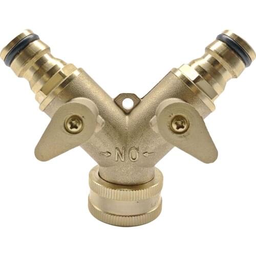 Gardening Irrigation Tool 3/4 Inch 2 Way Splitter Brass Water Hose Tap Quick Connector Garden Hose Pipe Splitter