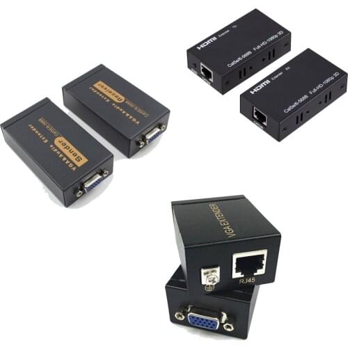 Network Cable RJ45 To VGA Extender 60 Meters VGA To Network Signal Amplifier Cable Transmitter Ethernet Wall Plate Adapters