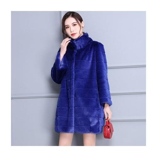 Top brand Faux Women Slim Mink Fur Coat N91 high quality